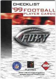 1999 Collector's Edge Fury #1 Checklist Card 1