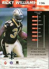 1999 Collector's Edge Fury #196 Ricky Williams RC back image