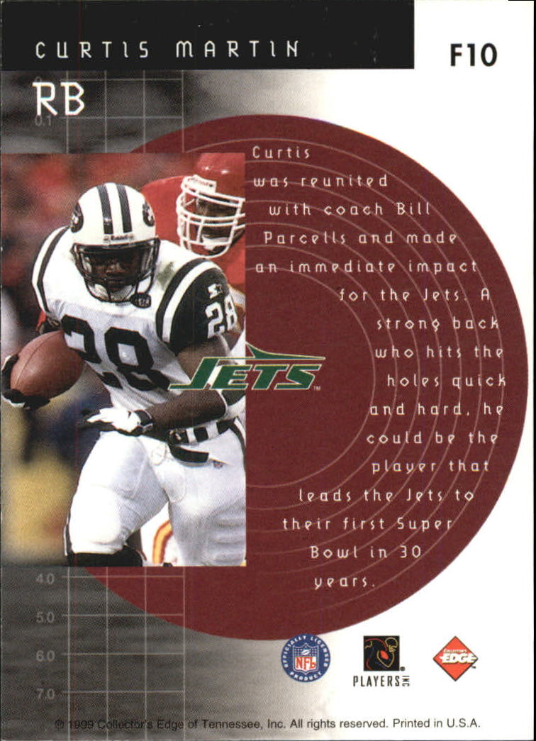 1999 Collector's Edge Fury Forerunners #F10 Curtis Martin back image