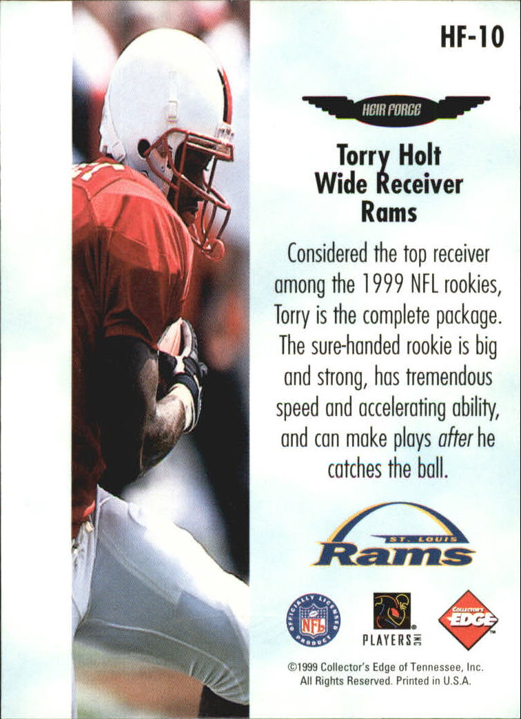 1999 Collector's Edge Fury Heir Force #HF10 Torry Holt back image