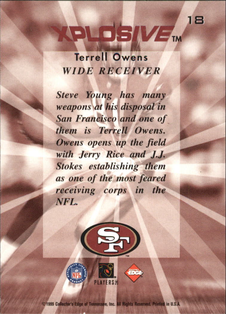 1999 Collector's Edge Fury Xplosive #18 Terrell Owens back image