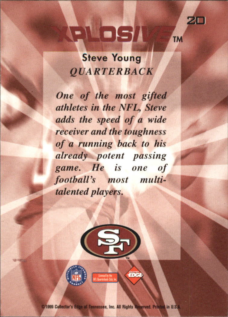 1999 Collector's Edge Fury Xplosive #20 Steve Young back image