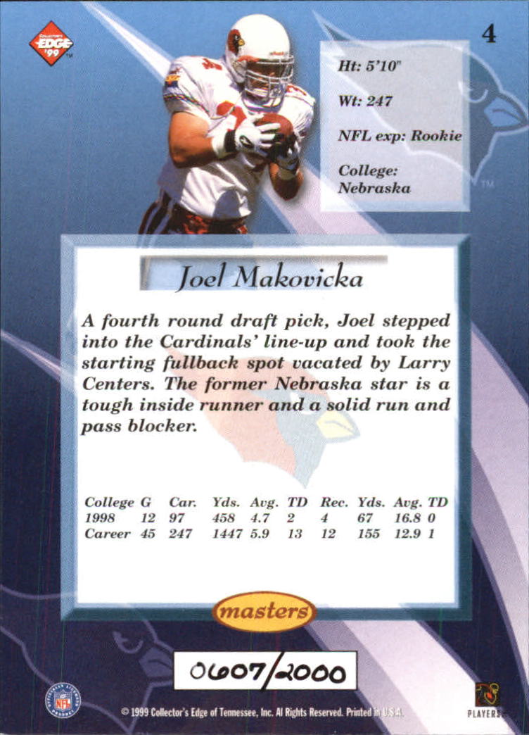 1999 Collector's Edge Masters #4 Joel Makovicka RC back image
