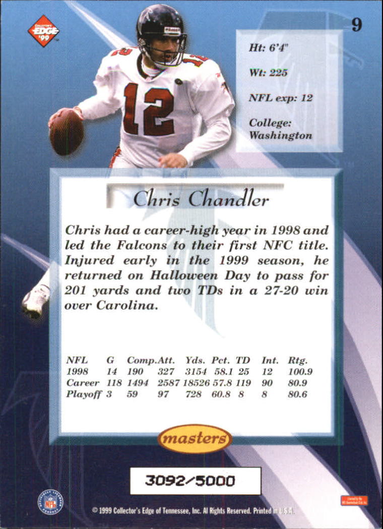 1999 Collector's Edge Masters #9 Chris Chandler back image