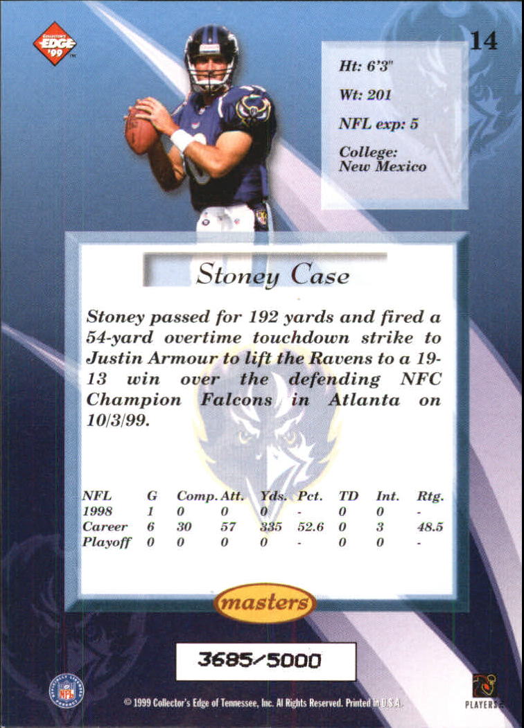 1999 Collector's Edge Masters #14 Stoney Case back image