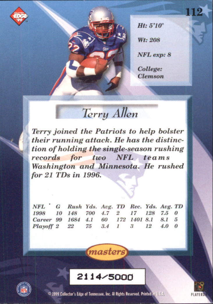 1999 Collector's Edge Masters #112 Terry Allen back image