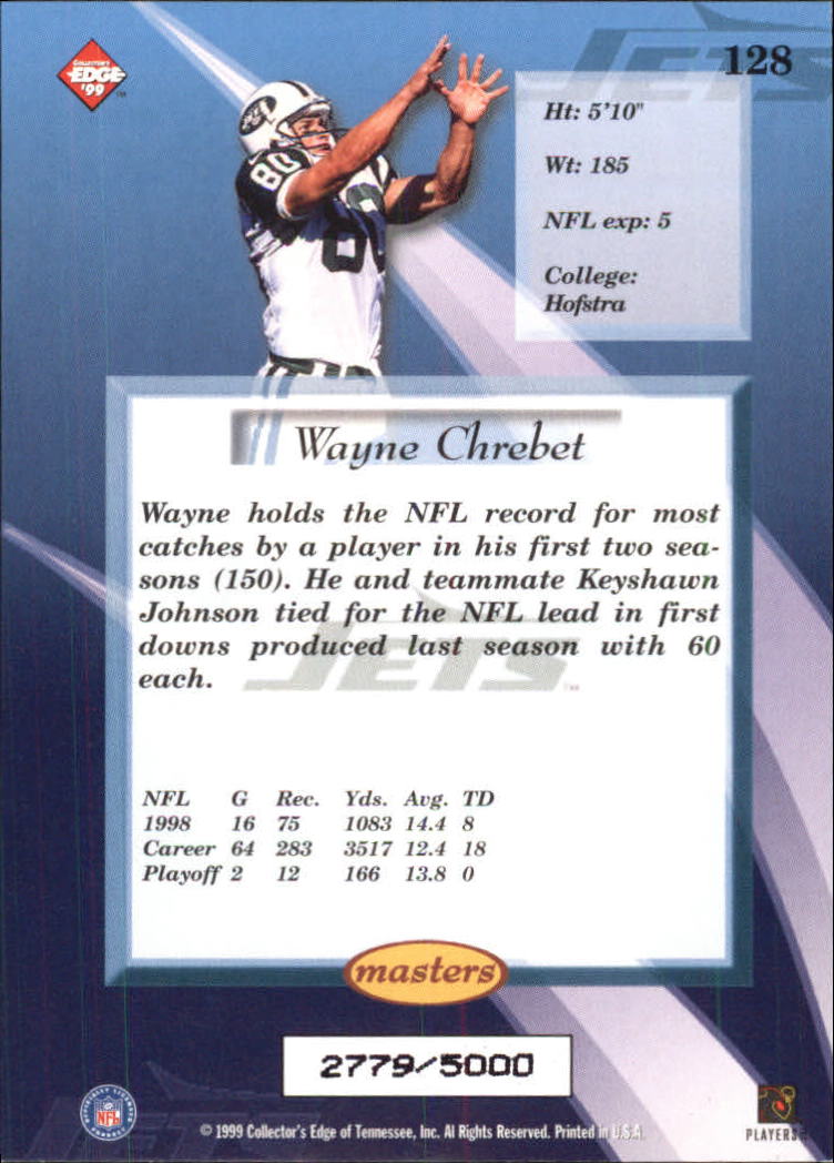 1999 Collector's Edge Masters #128 Wayne Chrebet back image