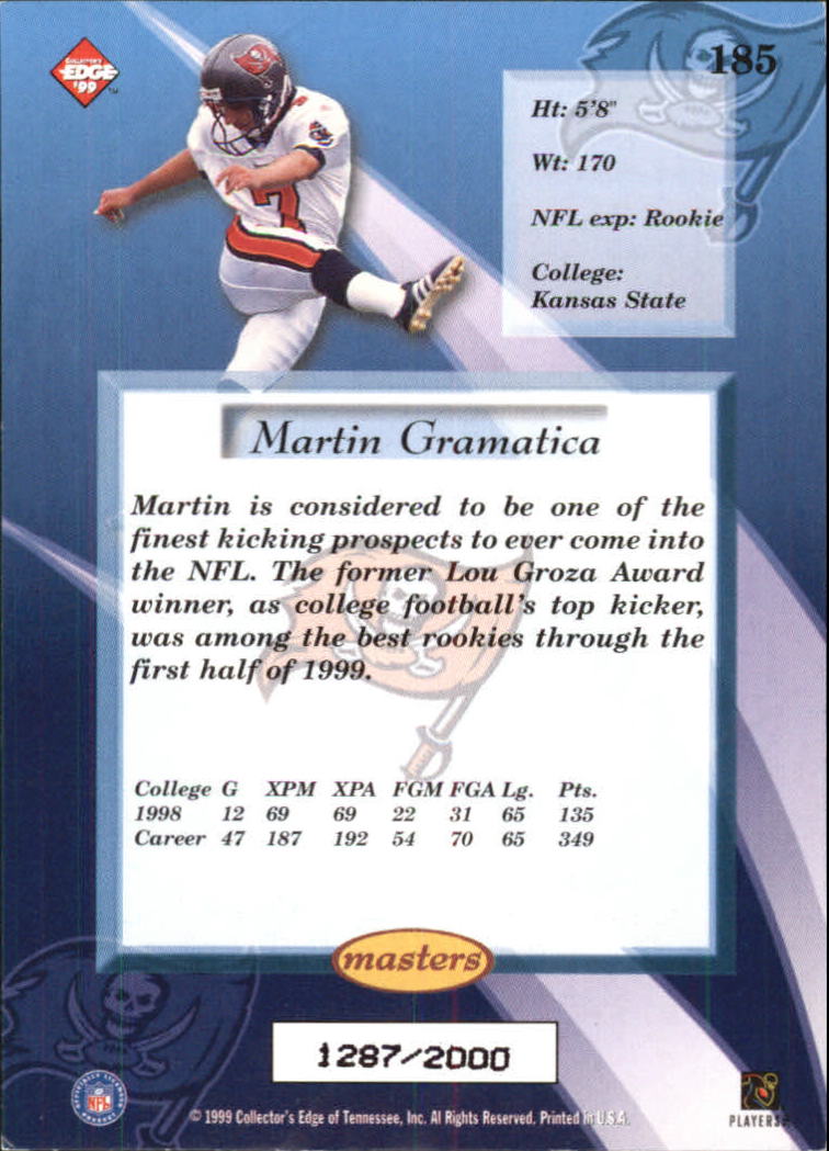 1999 Collector's Edge Masters #185 Martin Gramatica RC back image