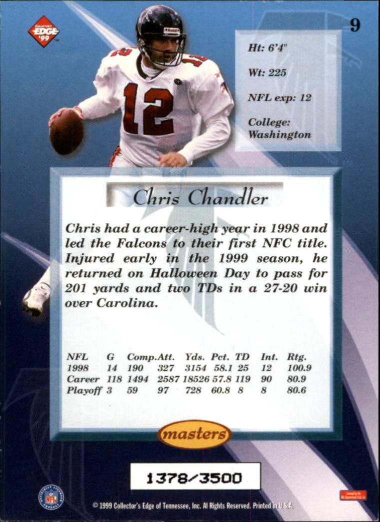 1999 Collector's Edge Masters HoloSilver #9 Chris Chandler back image