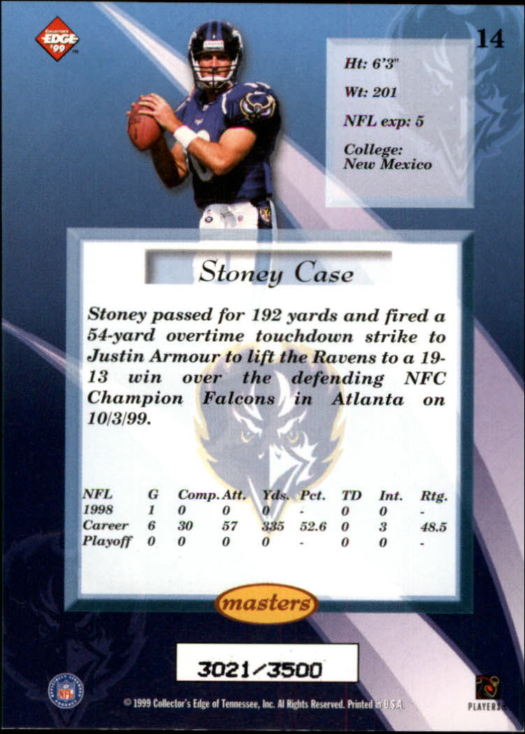 1999 Collector's Edge Masters HoloSilver #14 Stoney Case back image