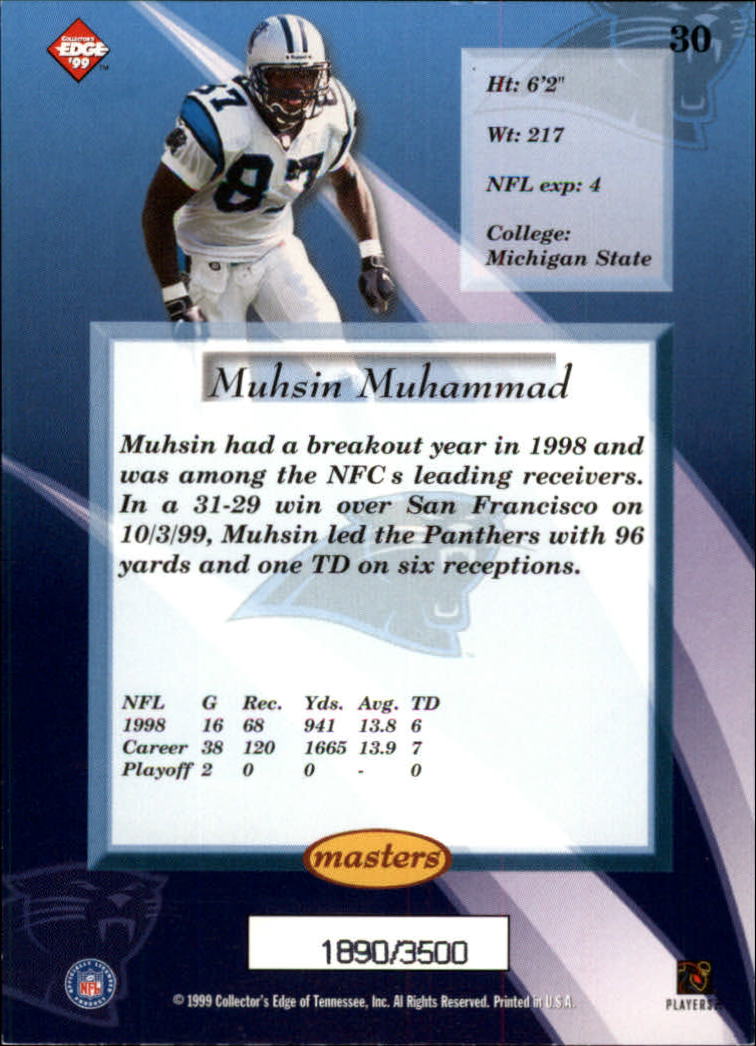 1999 Collector's Edge Masters HoloSilver #30 Muhsin Muhammad back image