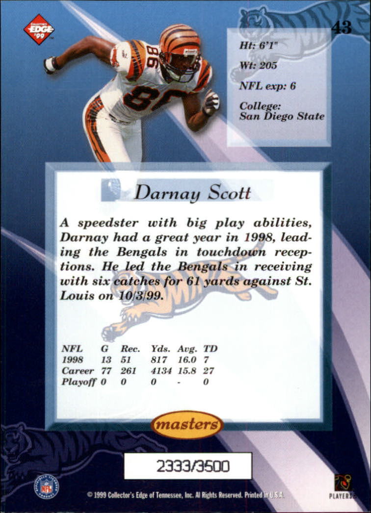 1999 Collector's Edge Masters HoloSilver #43 Darnay Scott back image