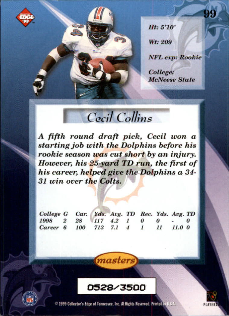 1999 Collector's Edge Masters HoloSilver #99 Cecil Collins back image