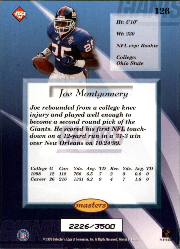 1999 Collector's Edge Masters HoloSilver #126 Joe Montgomery back image