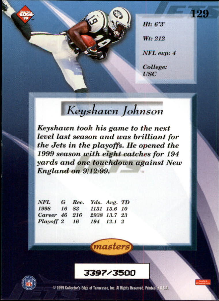 1999 Collector's Edge Masters HoloSilver #129 Keyshawn Johnson back image