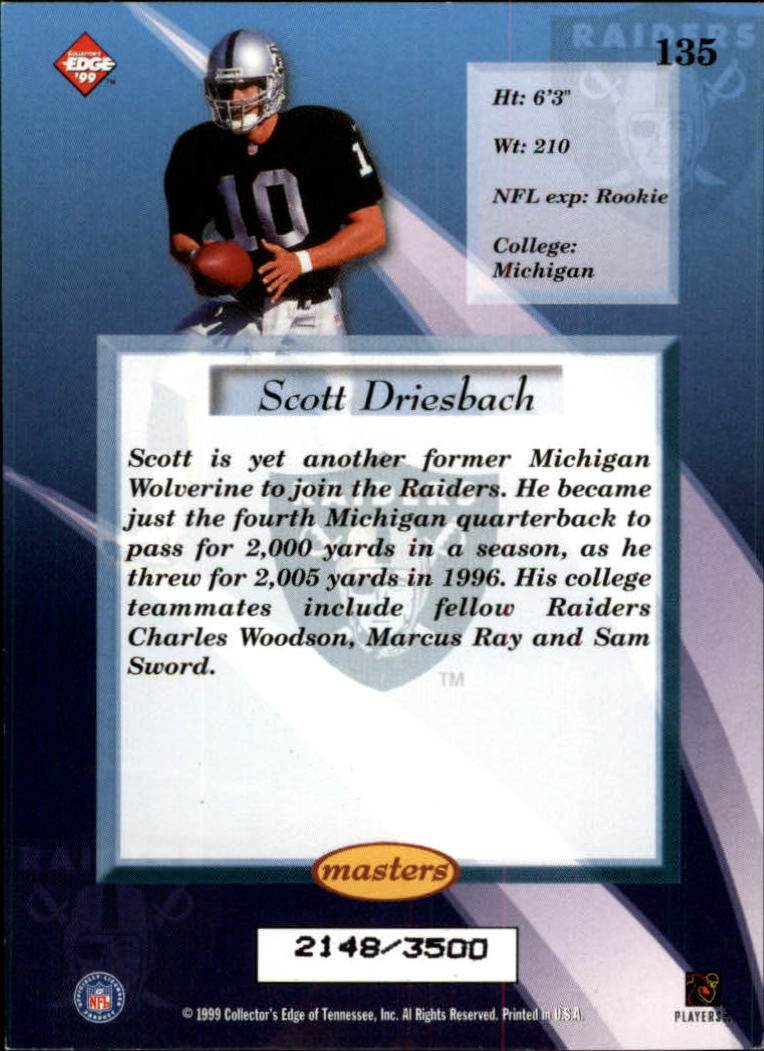 1999 Collector's Edge Masters HoloSilver #135 Scott Dreisbach back image