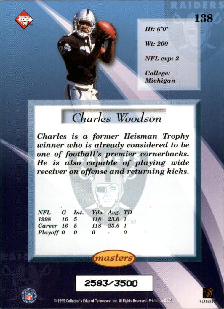 1998 Playoff Absolute Retail Charles Woodson Rookie Oakland Raiders #177