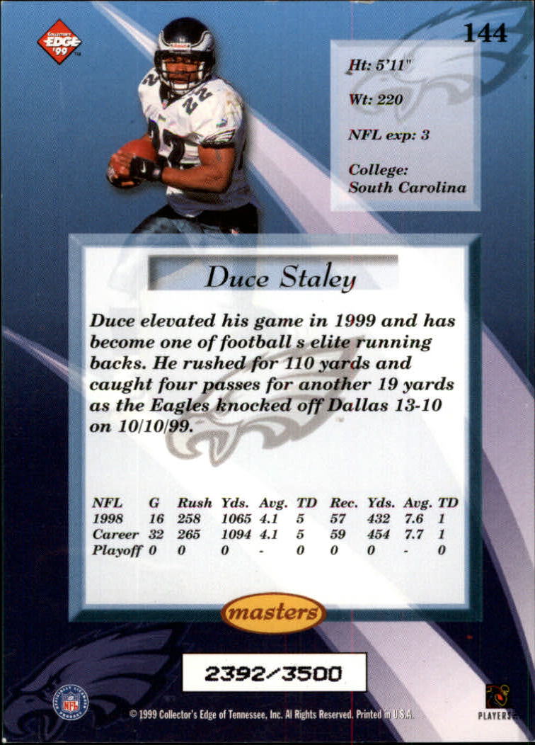 1999 Collector's Edge Masters HoloSilver #144 Duce Staley back image