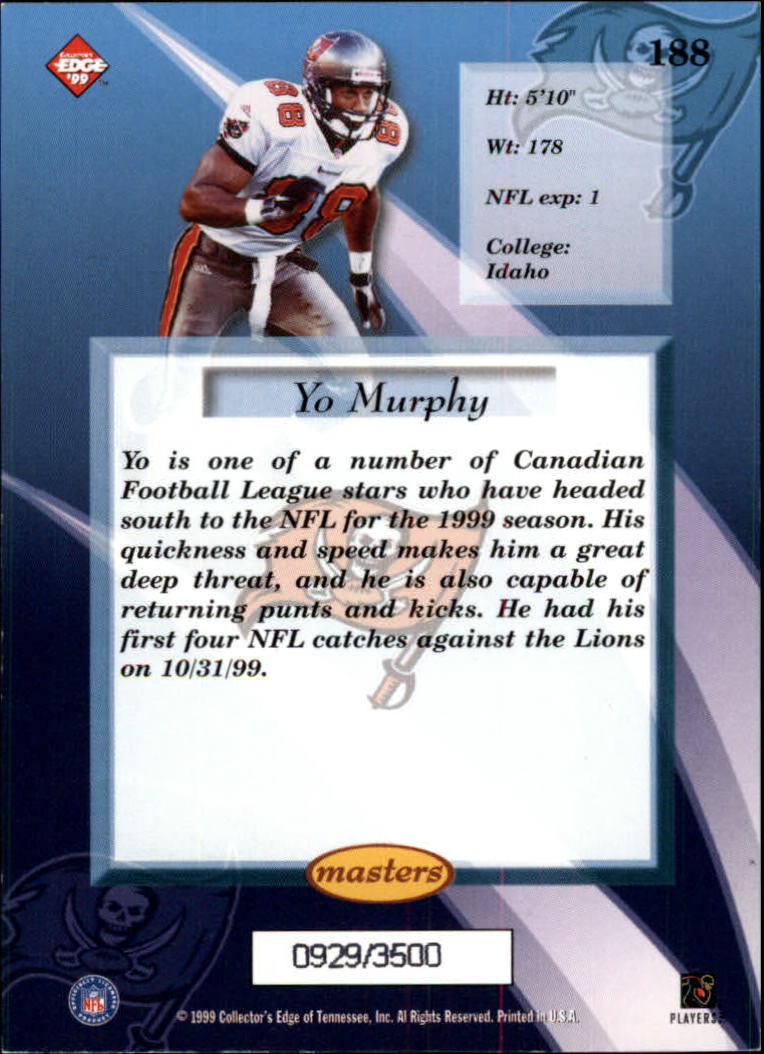 1999 Collector's Edge Masters HoloSilver #188 Yo Murphy back image