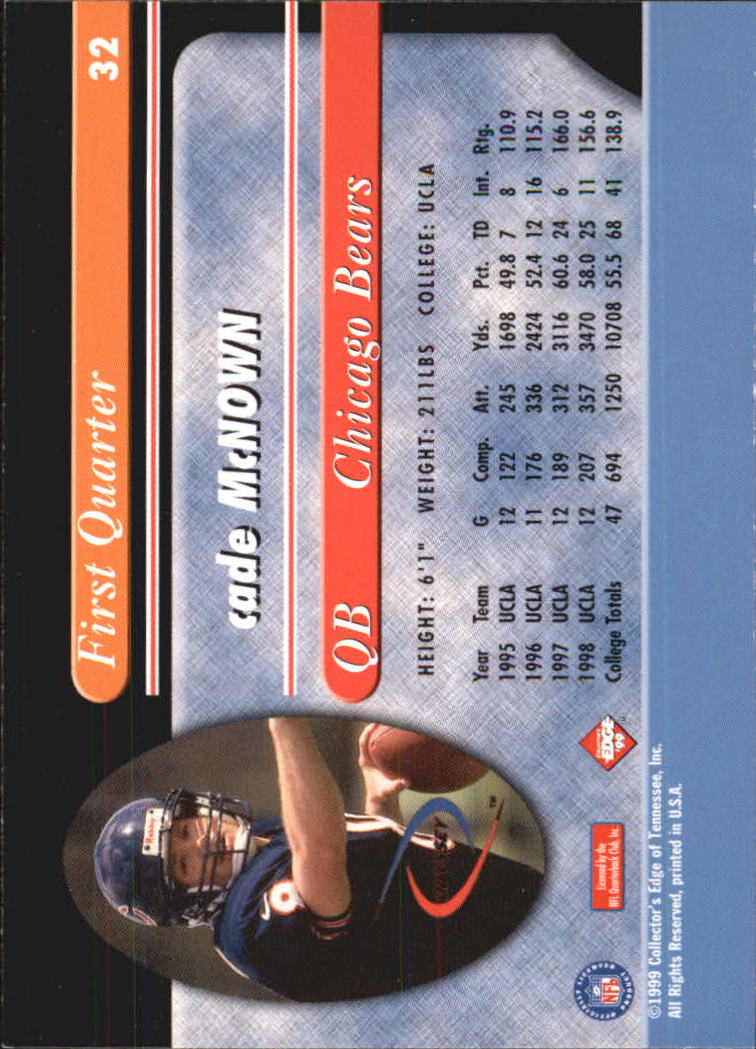1999 Collector's Edge Odyssey #32 Cade McNown RC back image