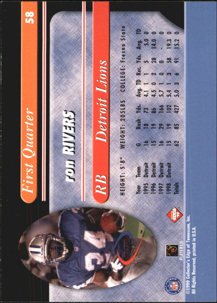 1999 Collector's Edge Odyssey #58 Ron Rivers back image