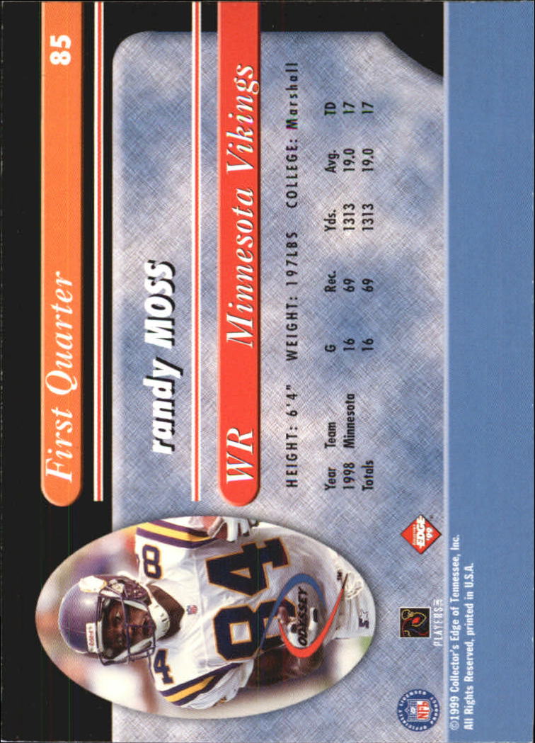 1999 Collector's Edge Odyssey #85 Randy Moss back image