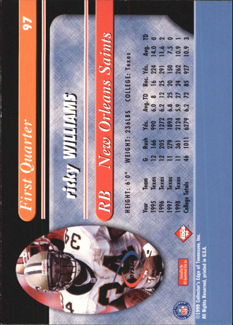 1999 Collector's Edge Odyssey #97 Ricky Williams RC back image