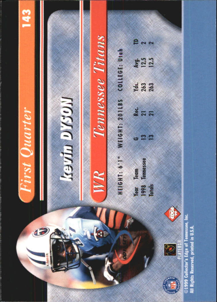1999 Collector's Edge Odyssey #143 Kevin Dyson back image