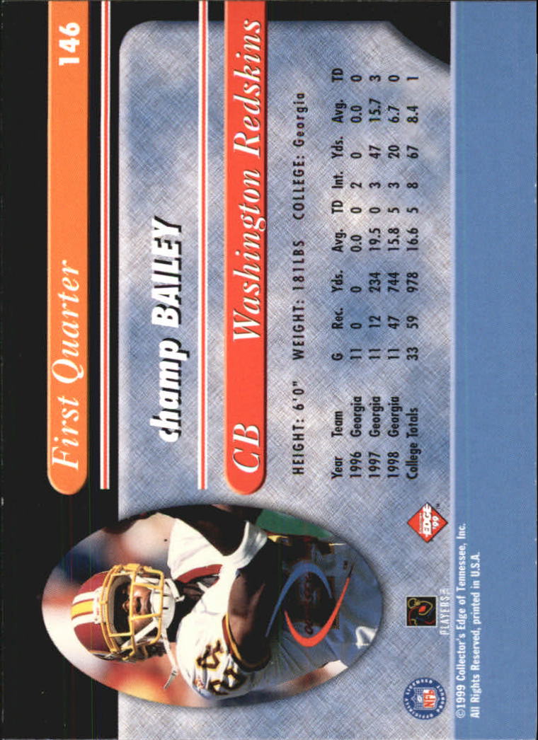 1999 Collector's Edge Odyssey #146 Champ Bailey RC back image