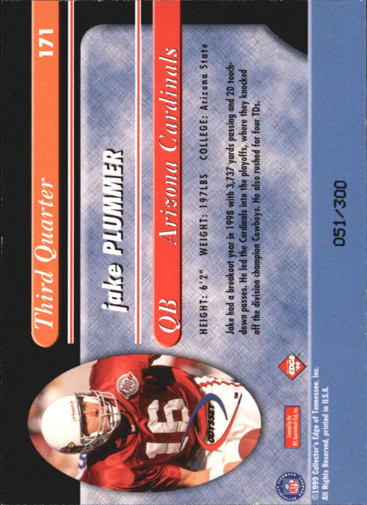 1999 Collector's Edge Odyssey Two Minute Warning #171 Jake Plummer 3Q back image
