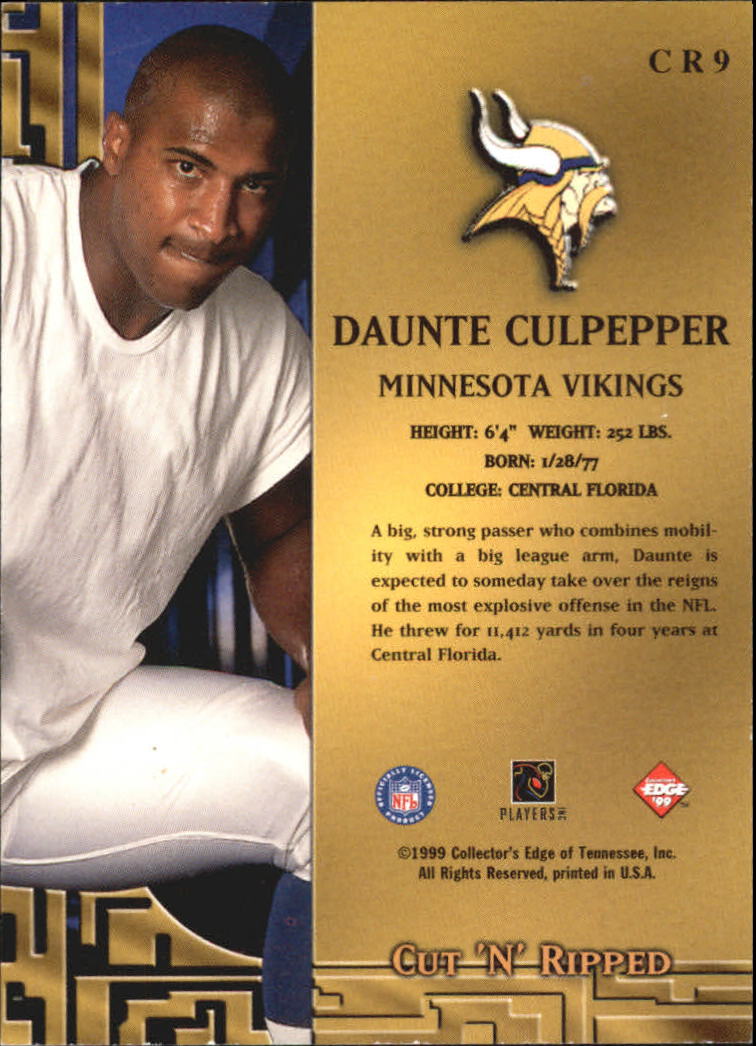 1999 Collector's Edge Odyssey Cut 'n' Ripped #CR9 Daunte Culpepper back image