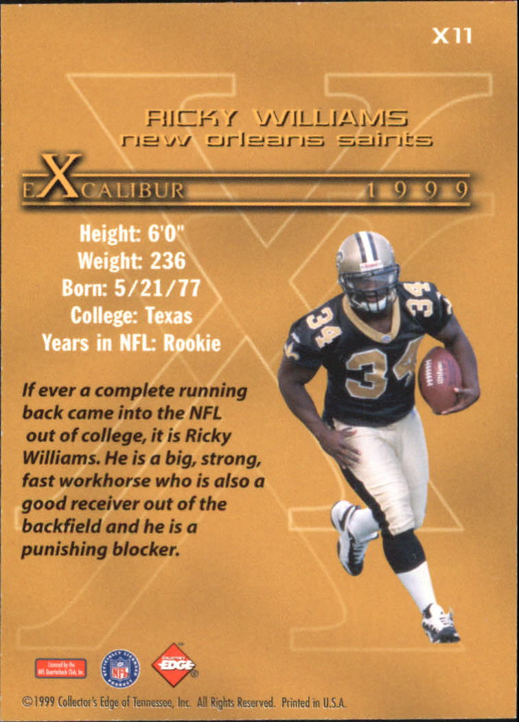 1999 Collector's Edge Odyssey Excalibur #X11 Ricky Williams back image
