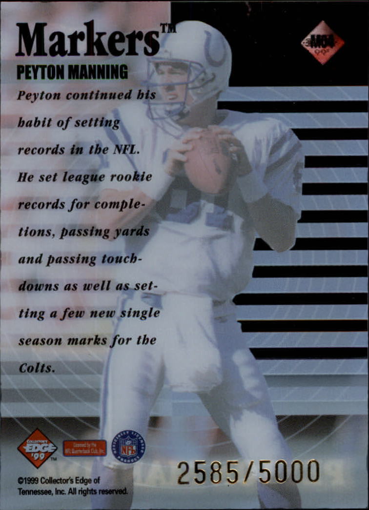 1999 Collector's Edge Supreme Markers #M4 Peyton Manning back image