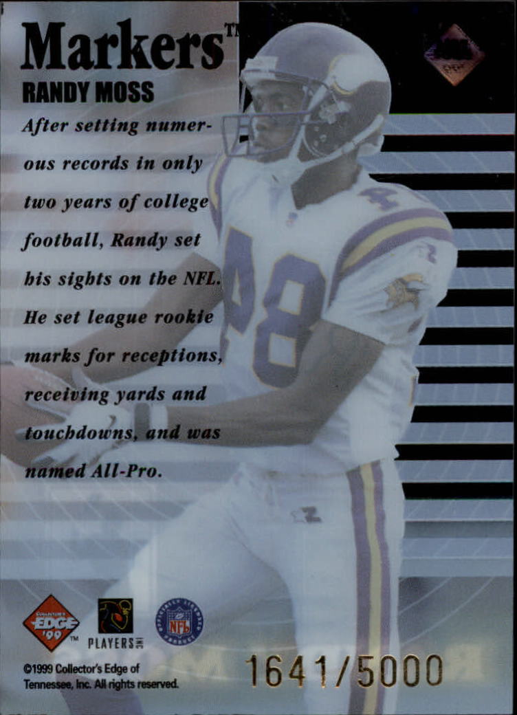 1999 Collector's Edge Supreme Markers #M7 Randy Moss back image