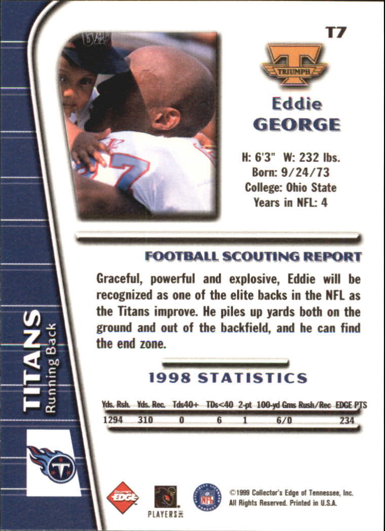 1999 Collector's Edge Triumph #7 Eddie George back image