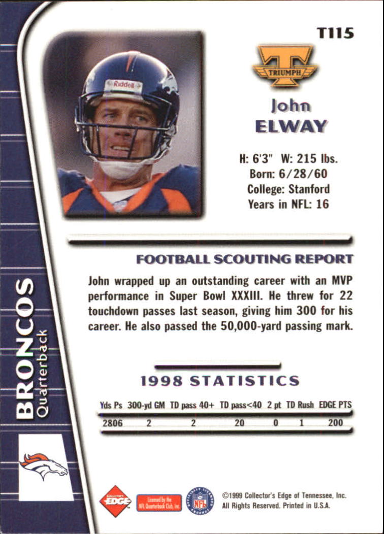 1999 Collector's Edge Triumph #115 John Elway back image