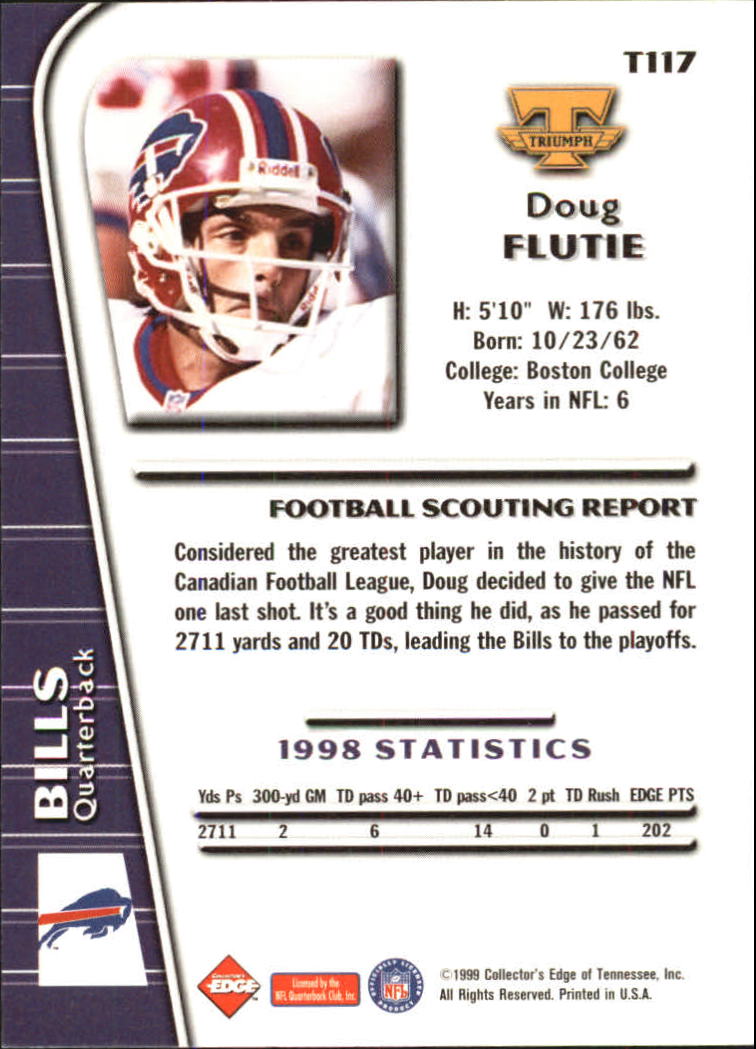 1999 Collector's Edge Triumph #117 Doug Flutie back image
