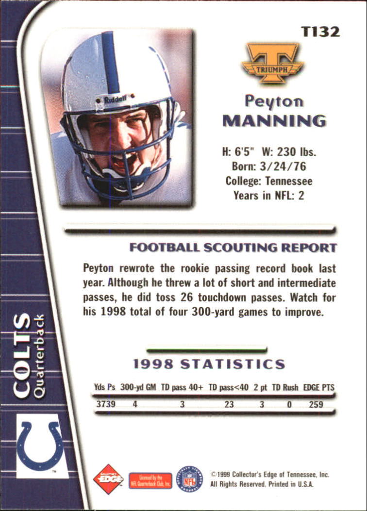 1999 Collector's Edge Triumph #132 Peyton Manning back image