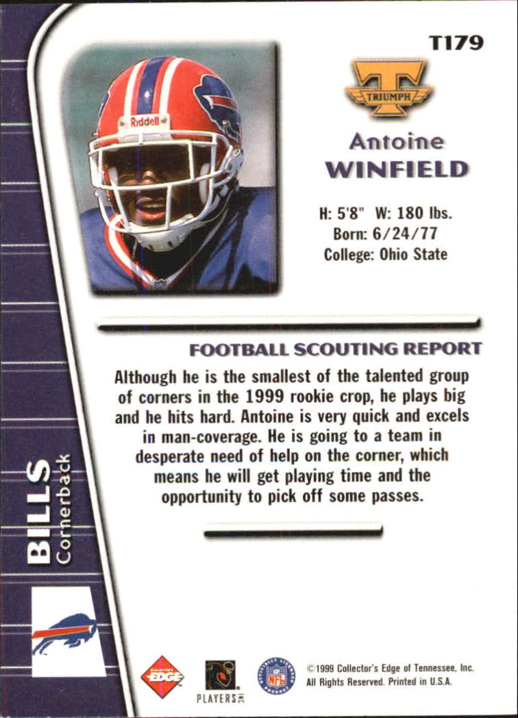 1999 Collector's Edge Triumph #179 Antoine Winfield RC back image