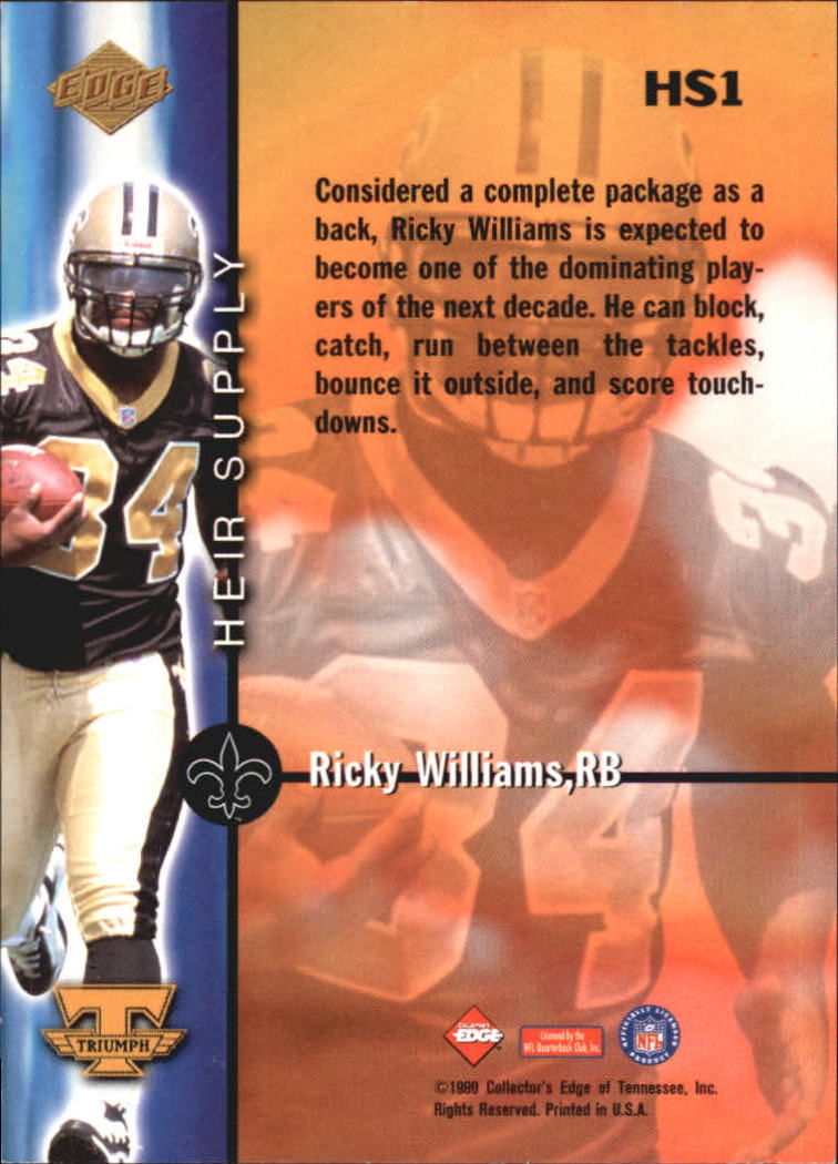 1999 Collector's Edge Triumph Heir Supply #HS1 Ricky Williams back image