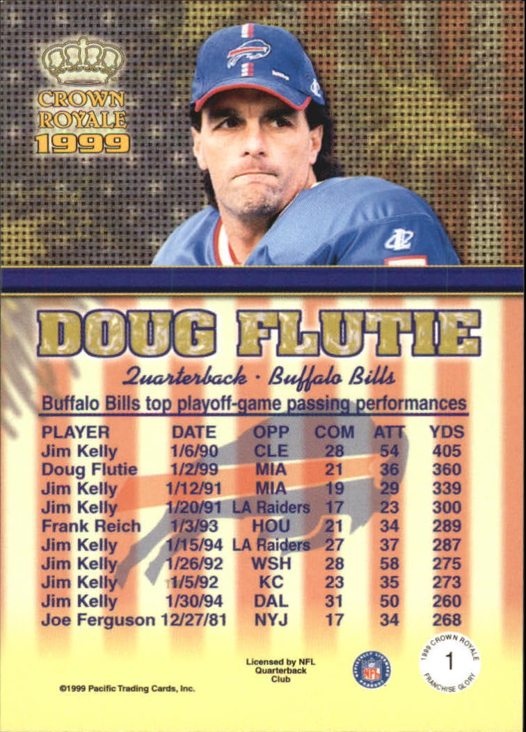 1999 Crown Royale Franchise Glory #1 Doug Flutie back image