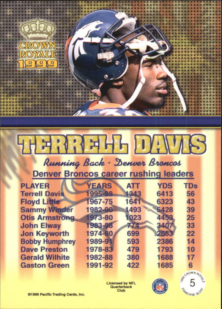 1999 Crown Royale Franchise Glory #5 Terrell Davis back image