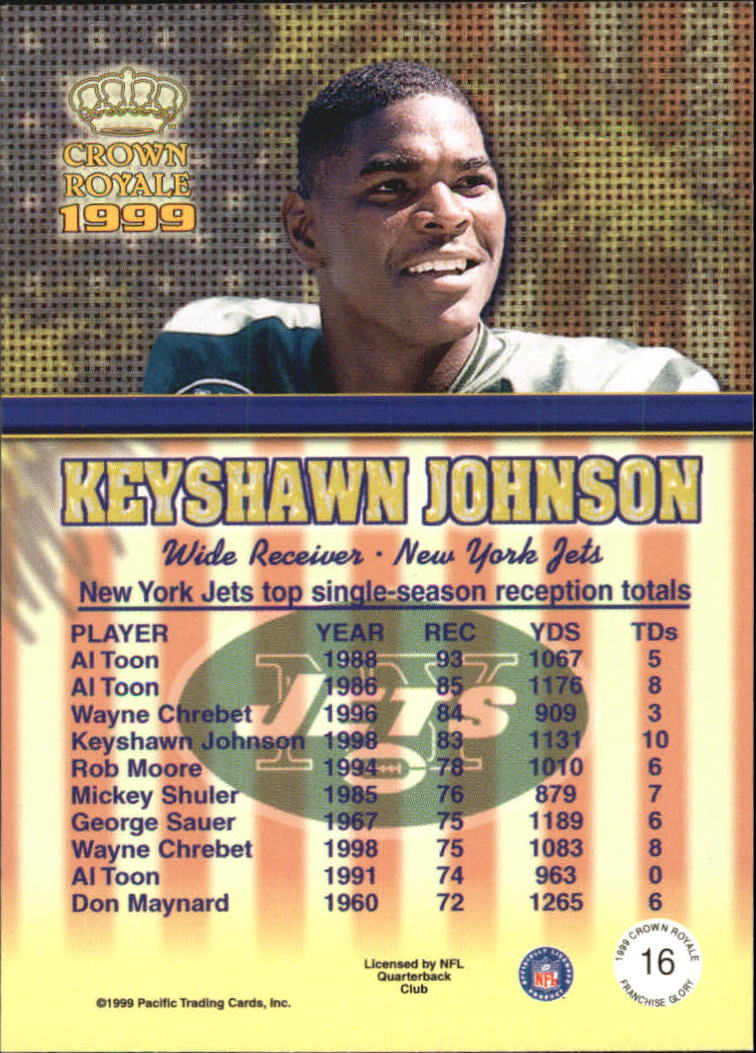 1999 Crown Royale Franchise Glory #16 Keyshawn Johnson back image