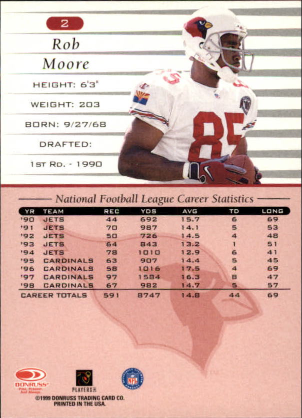 1999 Donruss #2 Rob Moore back image