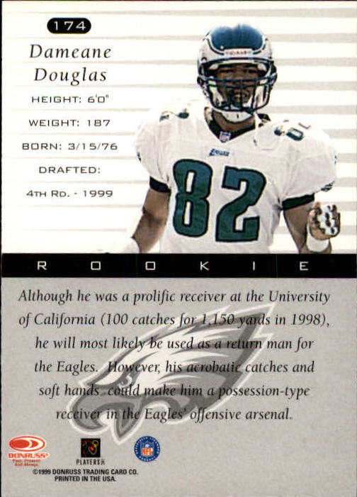 1999 Donruss #174 Dameane Douglas RC back image