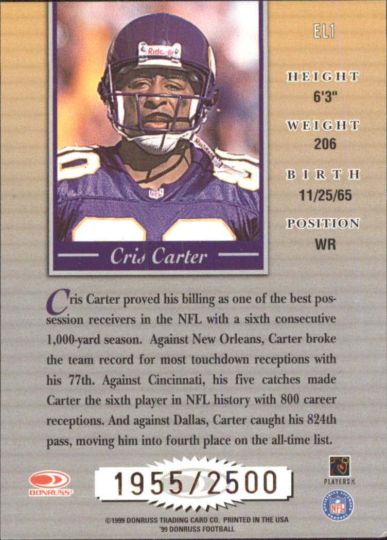 1999 Donruss Elite Inserts #EL1 Cris Carter back image