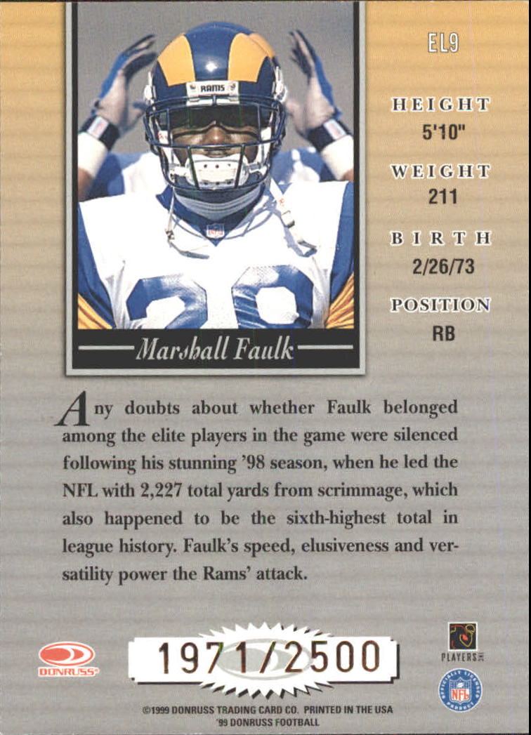 1999 Donruss Elite Inserts #EL9 Marshall Faulk back image