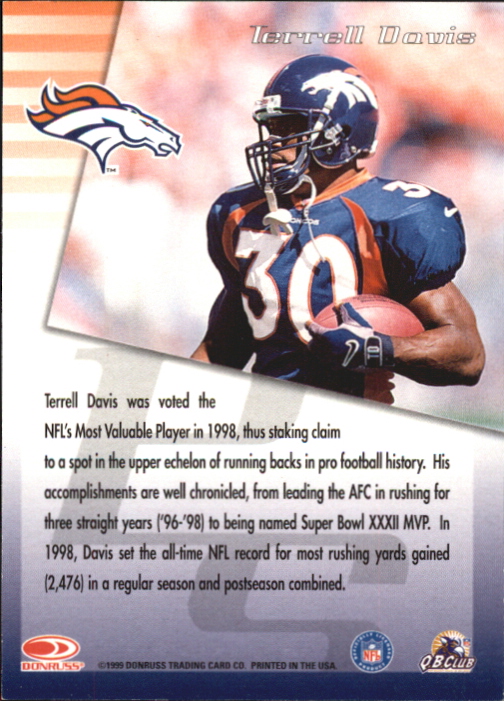 1999 Donruss Private Signings #7 Terrell Davis/475* back image