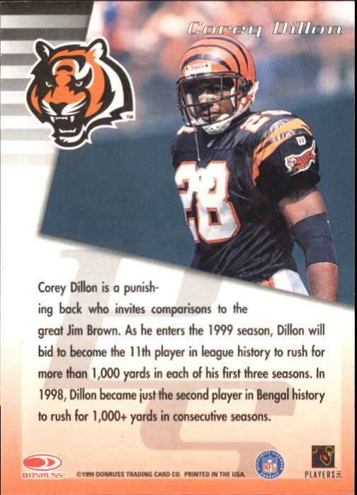 1999 Donruss Private Signings #8 Corey Dillon/500* back image