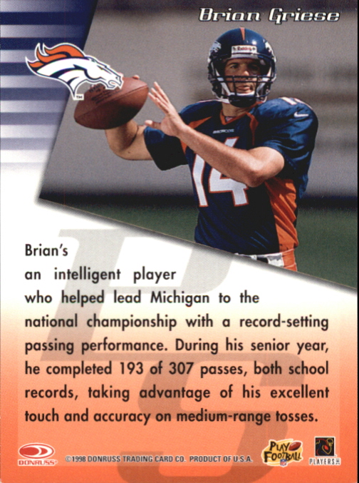 1999 Donruss Private Signings #13 Brian Griese/1500* back image